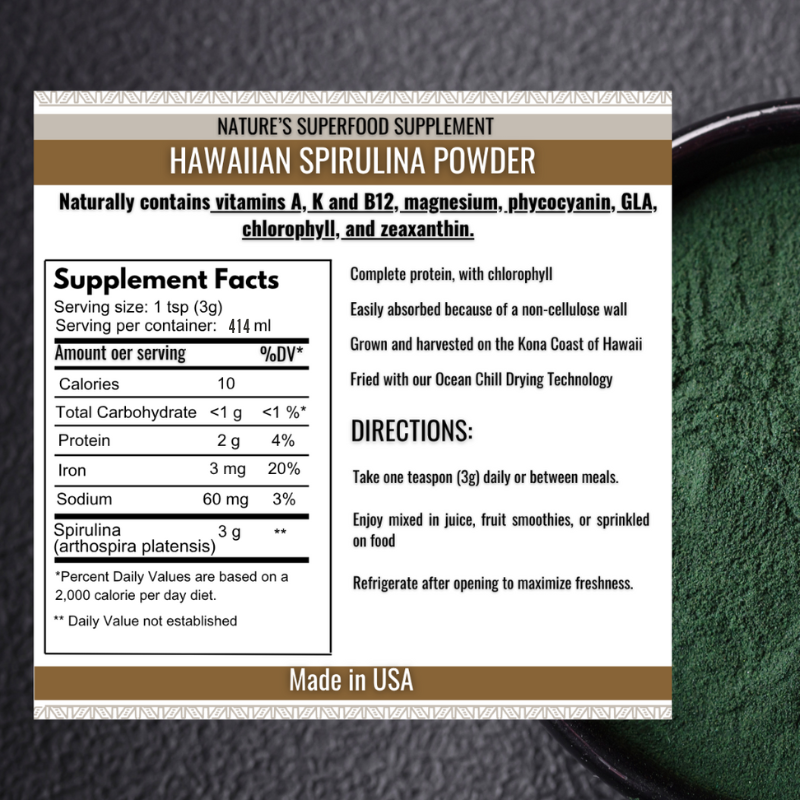 Hawaiian Spirulina 14oz bottle